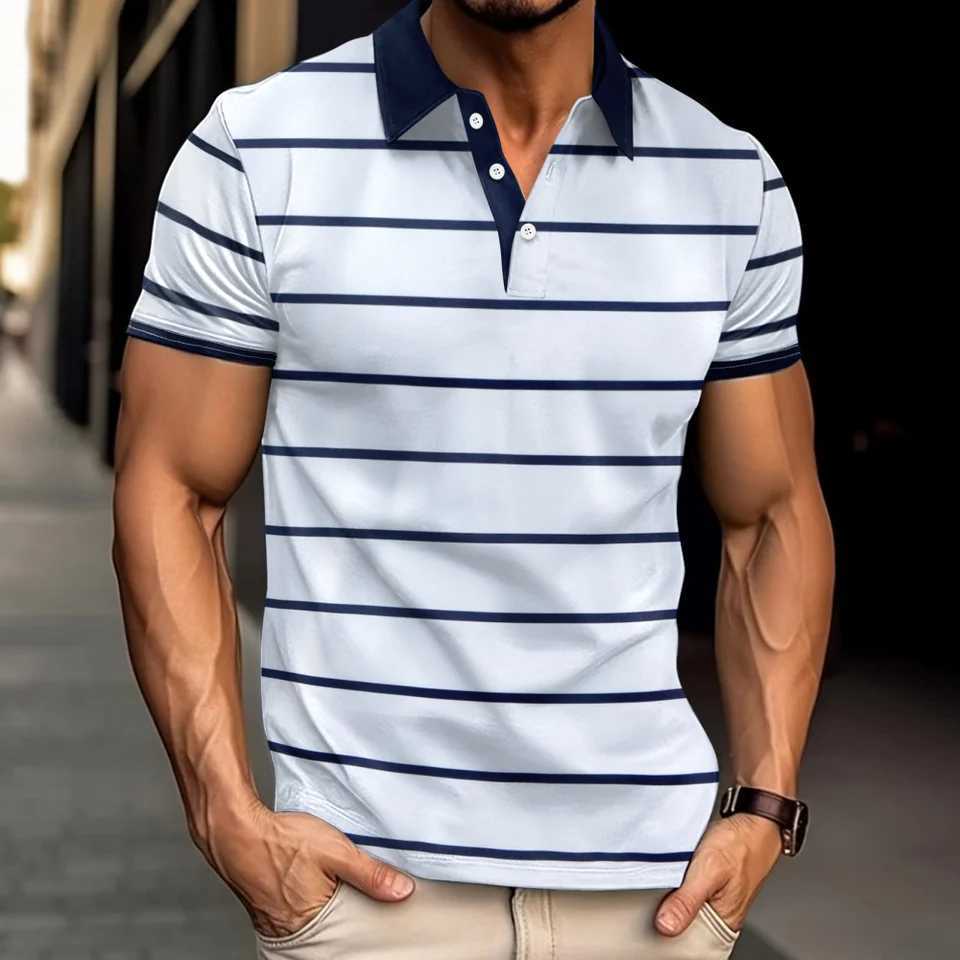 Mens Casual Business Fashion Sports Breathable Lapel Polo Shirt Summer Business Casual outing Mens Short Sleeve X250213