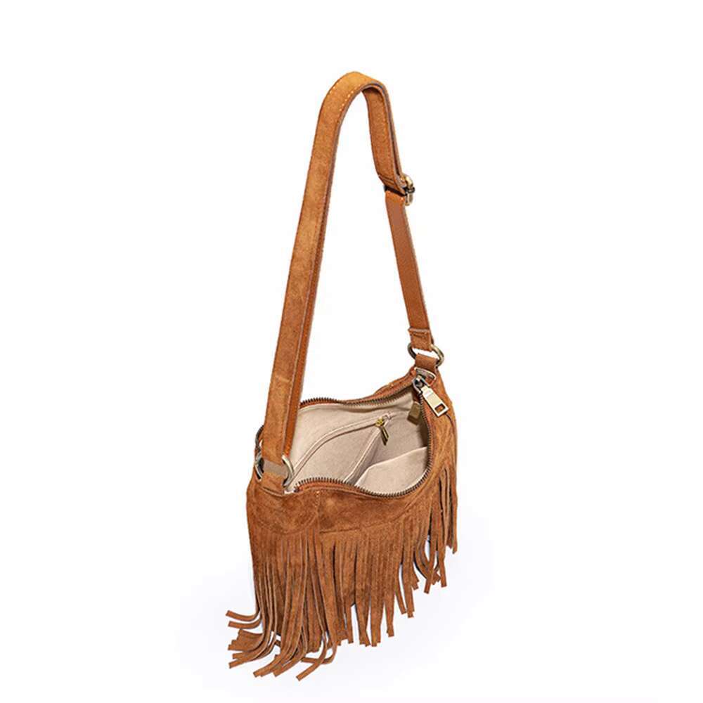 Tassel Niche Frosted Cowhide Casual Crossbody Retro Leather Trend Style Fringe Single Shoulder Bag