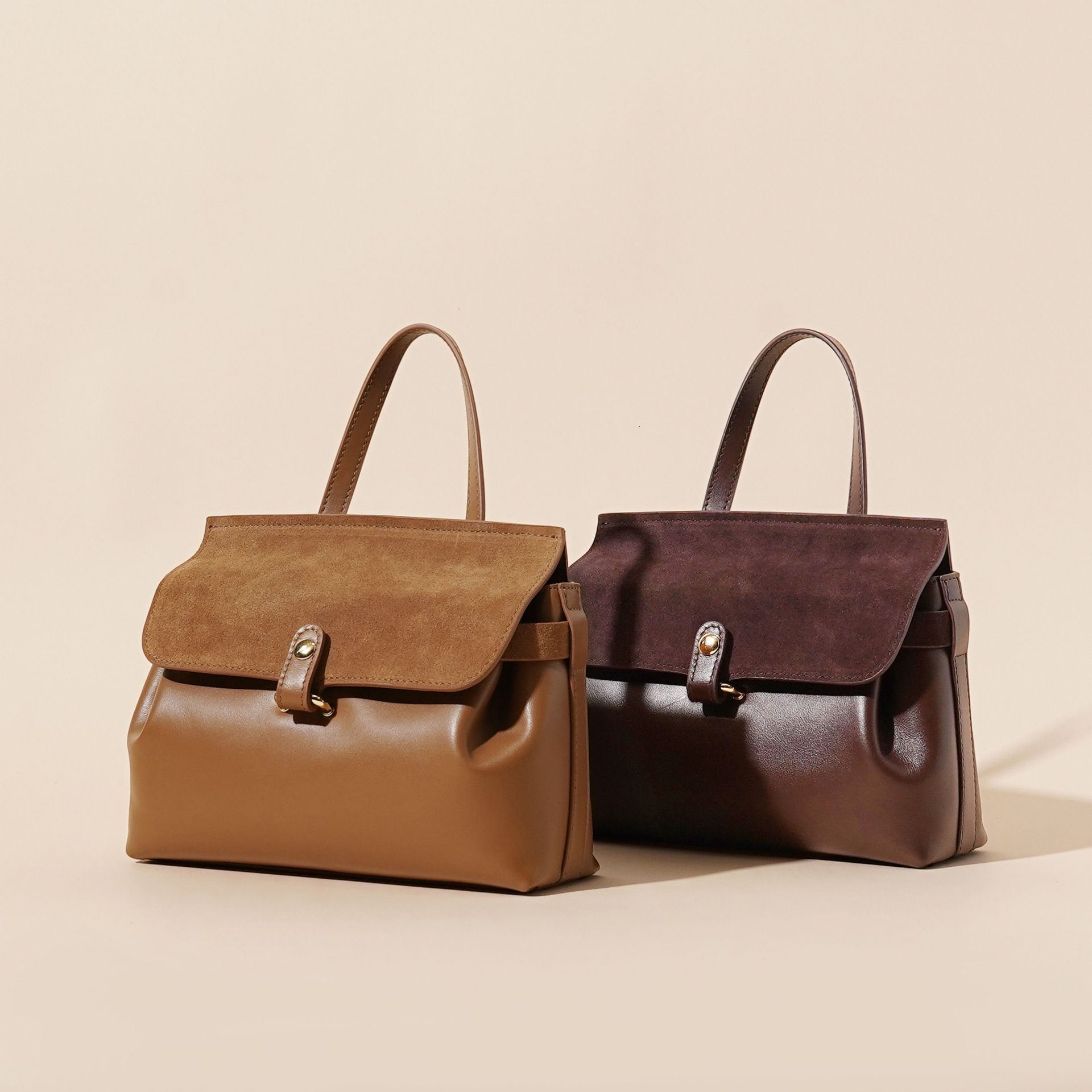 Bag Bag Autumn And Winter New 2024 Head Layer Cowhide Women's Hand Reverse Velvet Leather Simple Texture Commuter Lift Cross Shoulder Bag