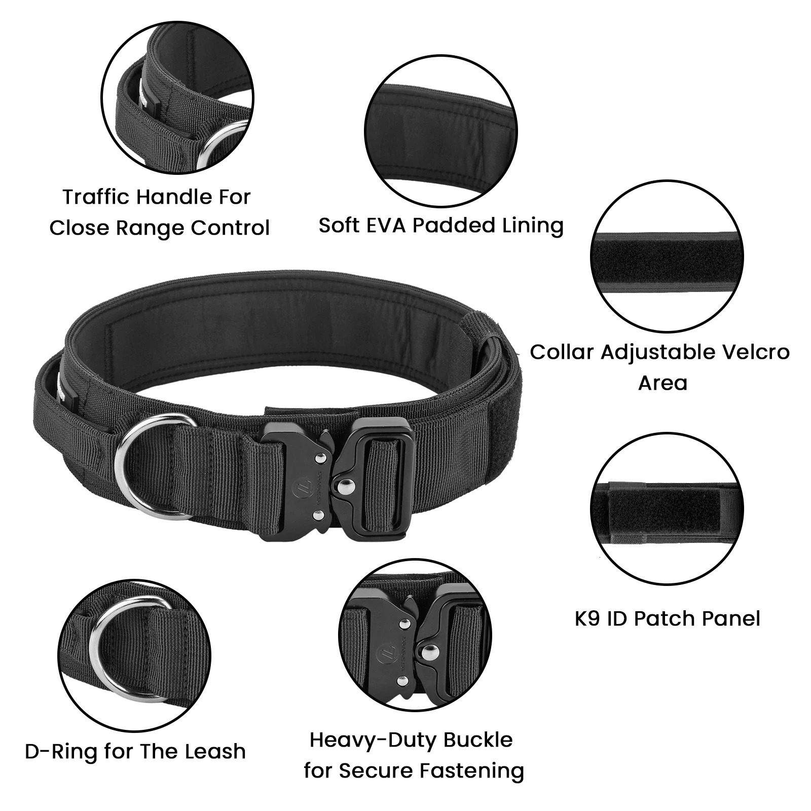 2inch Tactical Dog Collar Soft Padding Handle Metal Buckle Quick Release Nylon Durable Comfortable Big Large Dog Collar 250213