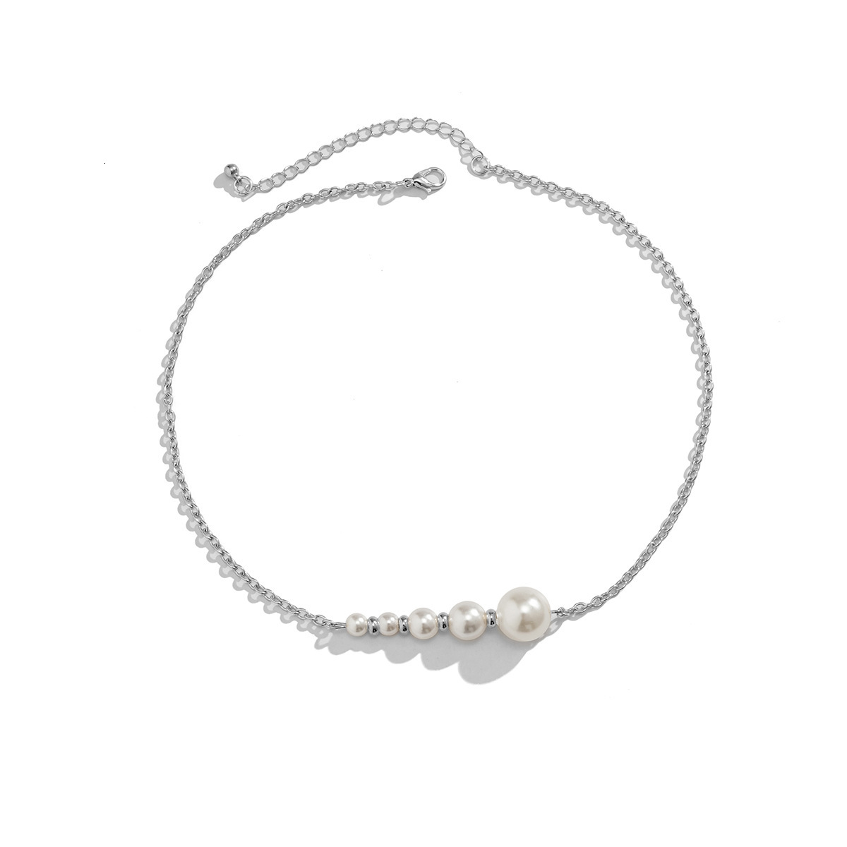 Woman fashion Jewelry minimalist design, single-layer collarbone chain, cool style, elegant and imitation pearl necklace for women