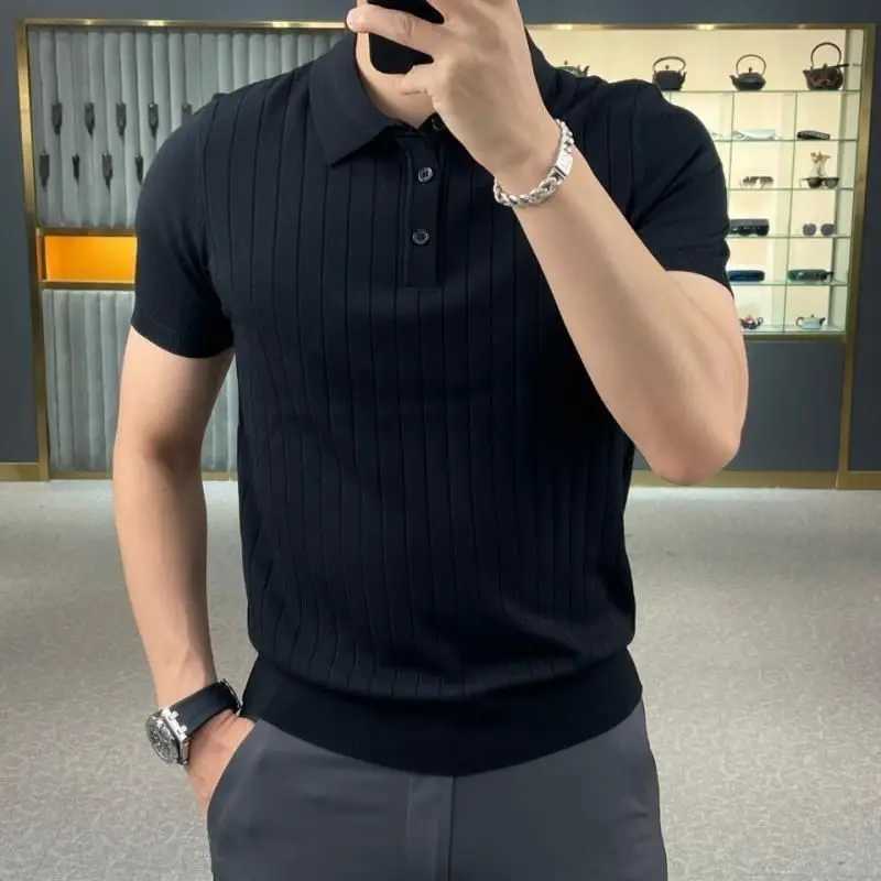 Summer Streetwear Fashion Men Clothing Polo Shirts Korean Casual Male Clothes Solid Short Sleeve Thin Lapel Slim Business Tops X250213
