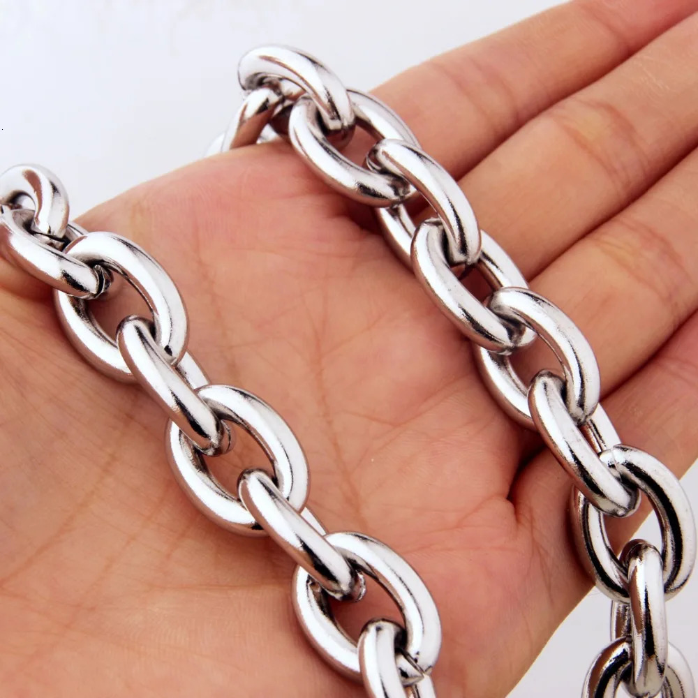 7-40 Huge Jewelry Mens 316L Stainless Steel Silver Color Big O Link Chain Necklace High Quality 8111315mm Not Fades 250212