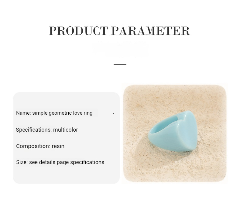fashion Jewelry Heart shaped Candy Color Wide Edge Simple designer Plain Colorful Love Ring