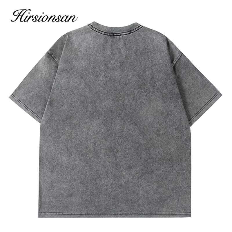 Hirsionsan Acid Washed T Shirt Women Vintage Cotton T-Shirts Streetwear Soft Mineral Tees Girl Loose Letter Print Tops Y2k