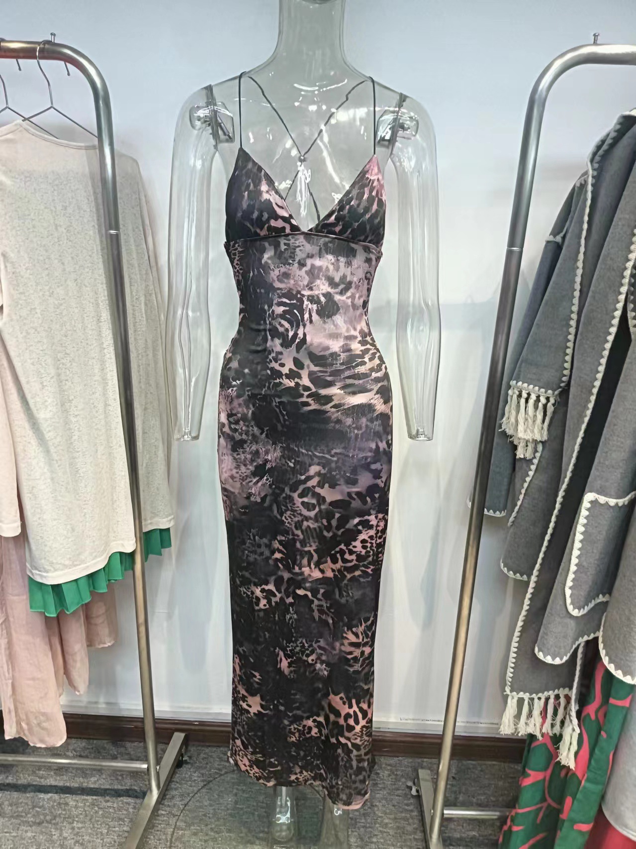 Casual Dresses Sexy Club Wear Backless Butterfly Maxi Dress Bodycon Summer Sexy Party Print Halter Dresses For Women 2024