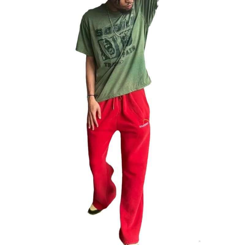 Fashion Hip Hop High Street Loose Men's and Women's Embroidered Pants