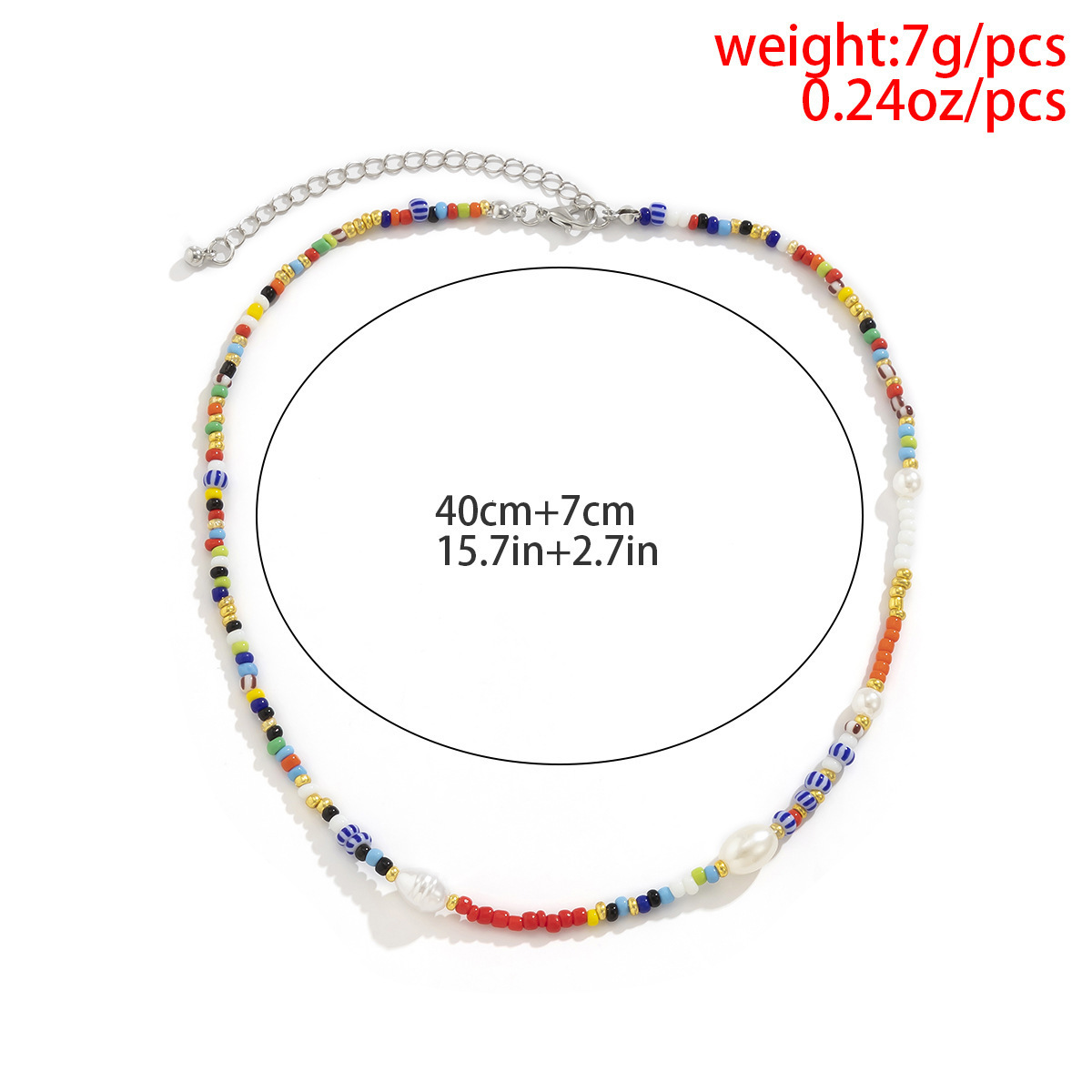 designer Woman Weaving beaded colorful rice beads, bees, minimalist collarbone chain, versatile splicing pearl ethnic necklace for women