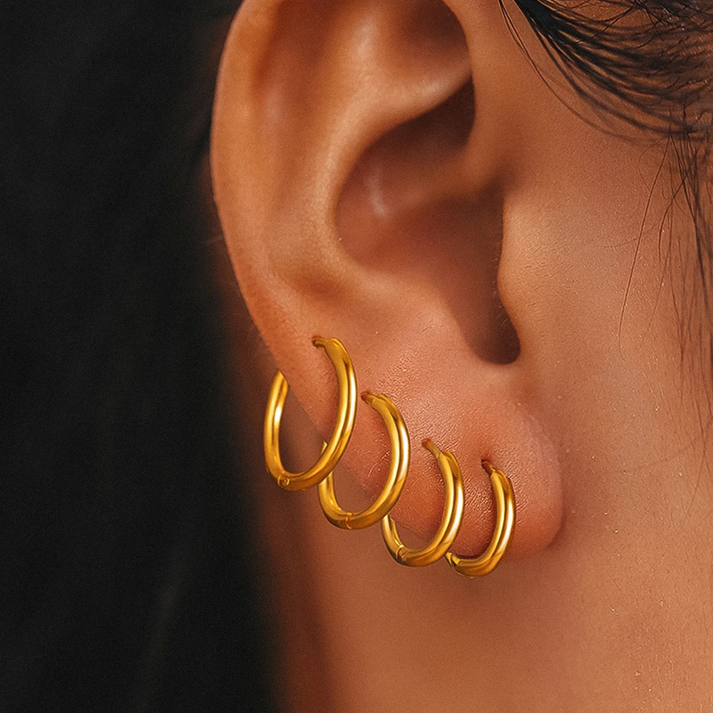 Stainless Steel Earrings 4Pairs8Pcs Scriptures Simpler Smooth Circle Suits Small Hoop For Women Jewelry Fashion Gifts 250210