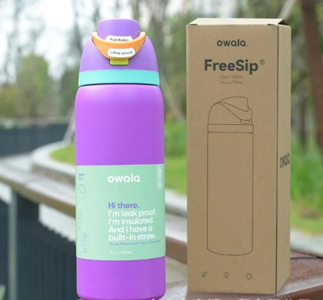 Owala Cat Design Cup Vacuum Flasks Thermoses Water Bottle Drinkware Thermo Tumbler Stainless Steel Thermal Mug Original Cold Coffee 24Oz 32Oz 0218