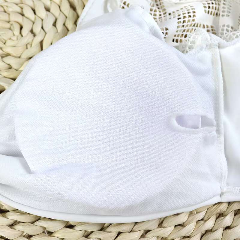 Two-Piece Swimwear Swimsuit Women Sexy Hollow Long Sleeves High Waist Bowknot Backless White Bikinis Set Bathing Suit Push Up