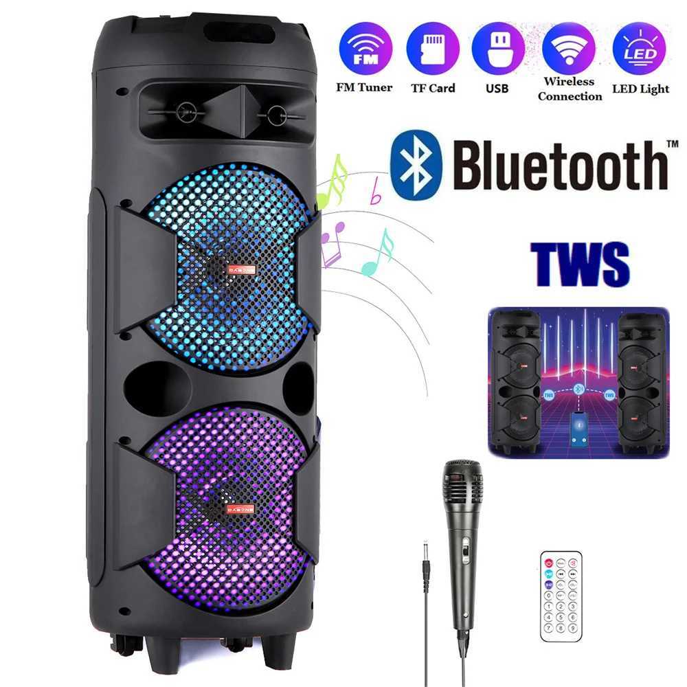 4000W Portable Speaker Dual 8 Woofer Sound System Party DJ With Microphone Remote Led Light TWS Z250213
