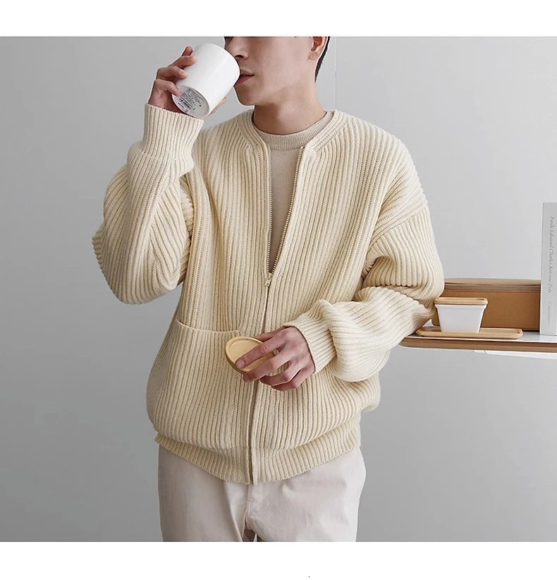 Mens knitted sweater cardigan wool sweater mens autumn warm clothing Y2K retro sweater winter cotton warm mens clothing 250211