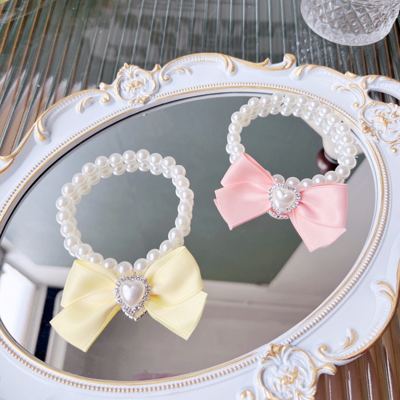 pearl dog collar with bow cat necklace collar personalized