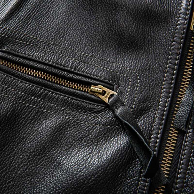 2023 Vintage Mens Black Leather Jacket for Spring Autumn Genuine Motorcycle Style Natural Cowhide Leather Slim Fit Biker Coat X250213