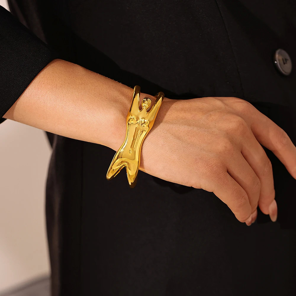 Sexy Women Body Cuff Bracelet For Women 316L Stainless Steel Wrist Bracelet Shiny Heavy Bangle No Tarnish Fashion Jewelry 250213
