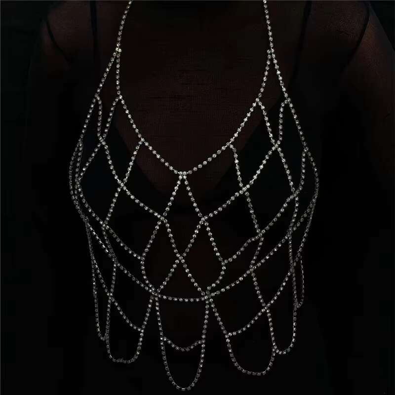 Body Jewelry Europe And The United New Grid Crystal Nightclub Bikini Trend Breast Chain Accessories.