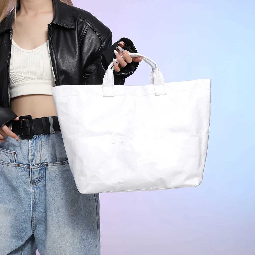 Top Handle Womens Waterproof PVC Shopping Bag Fashion Designer Womens Handbag Large Capacity Travel Simple Handbag Y250315