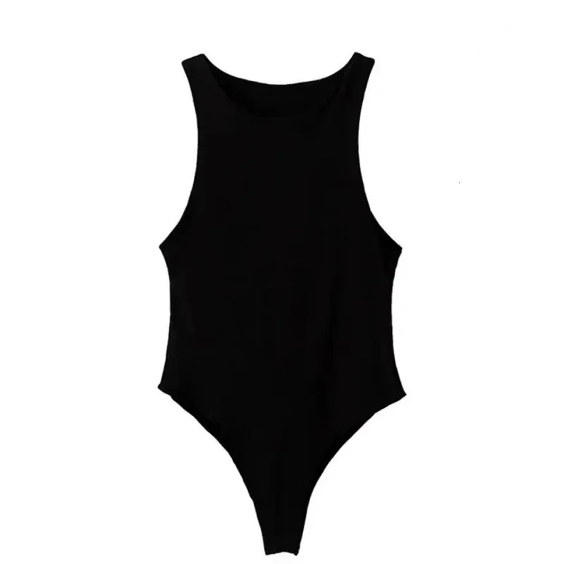 TRAF Knitted Bodysuit Autumn Tank Top Ladies Fashion Casual Sexy Sleeveless White Grey Black Body Clothes Woman 250211