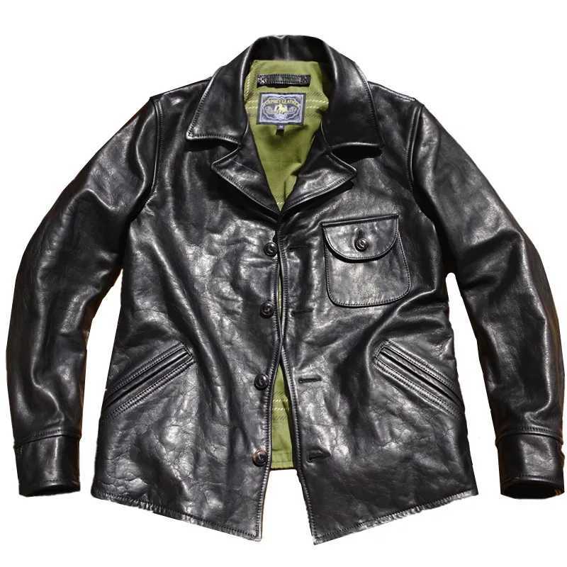 Mens leather jacket stable motorcycle windproof brown coat vintage clothing spring and autumn X250213
