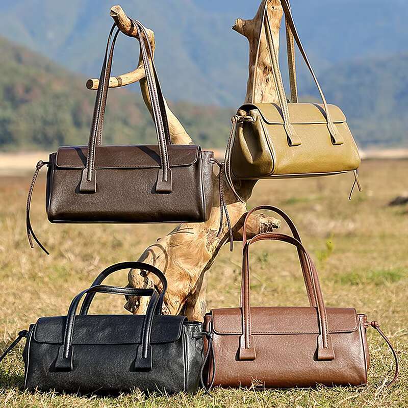 Toptrends Cow Genuine Leather Underarm Shoulder Bags For Women 2025 Designer Satchel Purses Pillow Tote Ladies Handbags