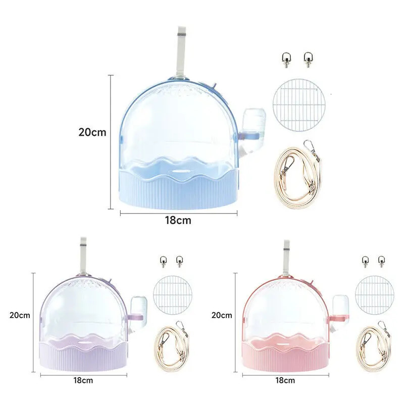 Portable Clear Bird Carry Case Transport Cage Parrots Travel Outdoor Safe Door Lock Small Pet Accessories Breathable Bag 250206