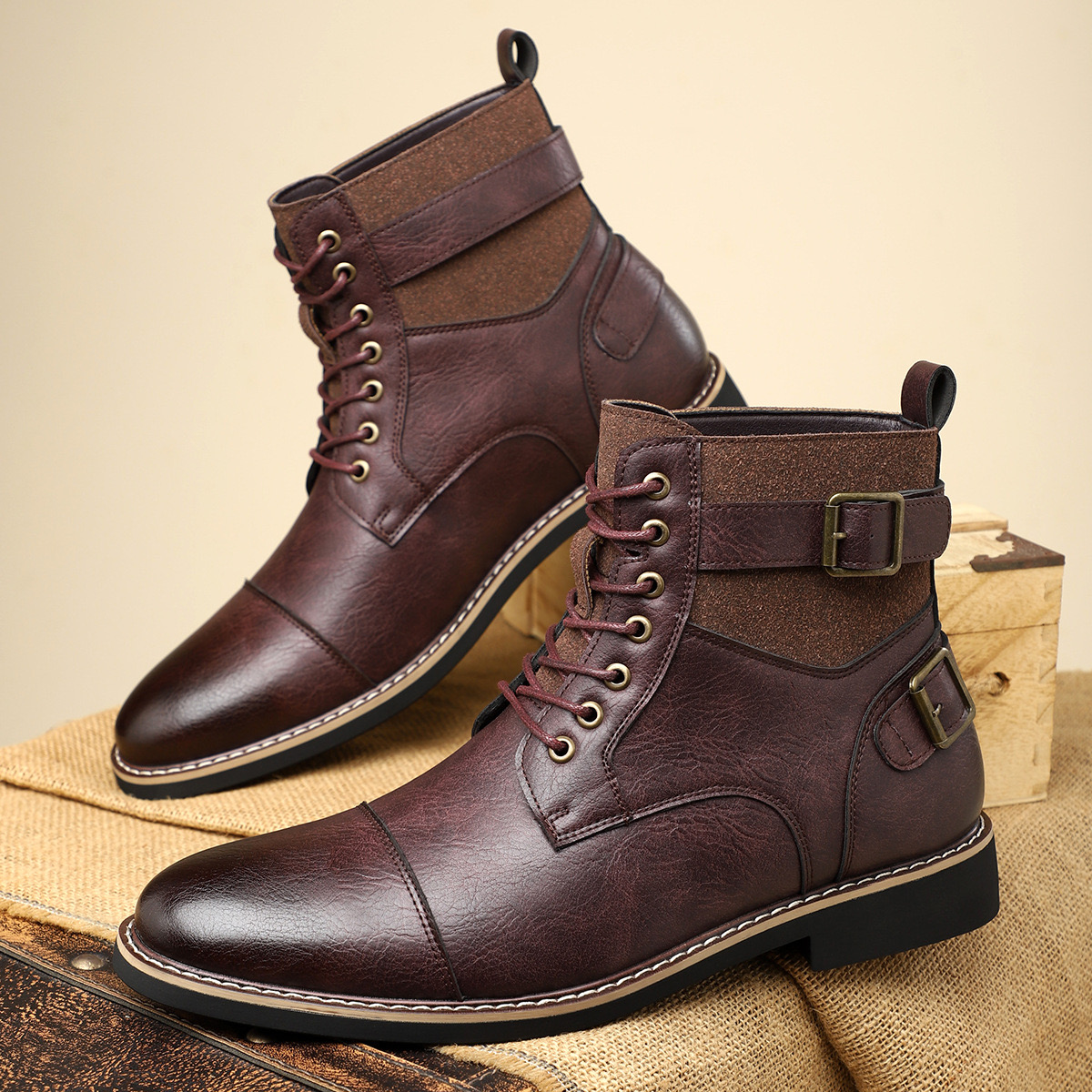 Quality Men Leather Autumn Winter High Top Shoes Business Casual New British Ankle Boots Big Size 7.5-13 240828