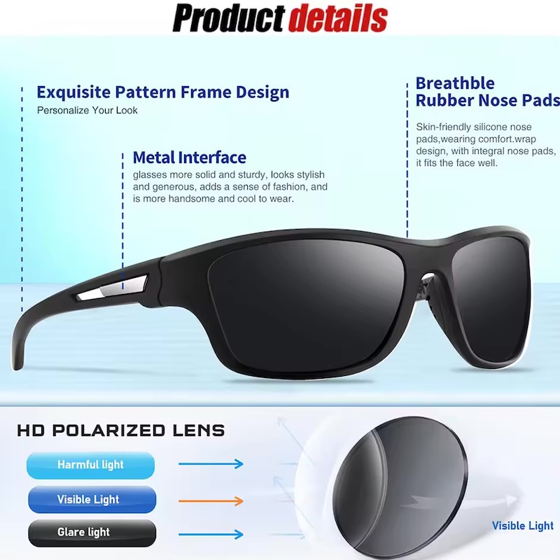 Fashion Polarized Sports Sunglasses With Chain Men Women Brand Designer Retro Sun Glasses Cycling Climbing Fishing Driving Hiking UV400 TAC Lens CB CA