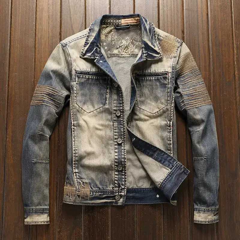 Cowboy Coat for Men Autumn Korea Vintage Fashion of Fabric Casual Denim Jackets Man Low Cost Menswear Lxury Outwear Size L Joker X250213