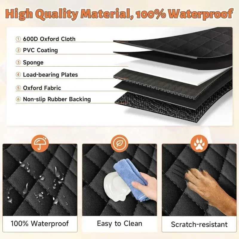 Dog Car Seat Covers Hard Bottom Cover Waterproof With Mesh Window Scratch Prevent Antinslip Hammock H250211