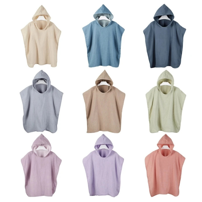 Bath Cotton Cape Towel Shower Towel Breathable Bathrobe Soft Hooded Blanket Children Infant Poncho for Toddlers born 250226
