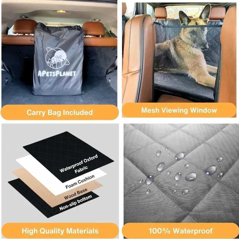 Dog Car Seat Covers Car Seat Cover Waterproof Dog Car Seat Cover with Mesh Window and Storage Pockets Dogs Car Backseat Extender SUV Car Travel Bed H2