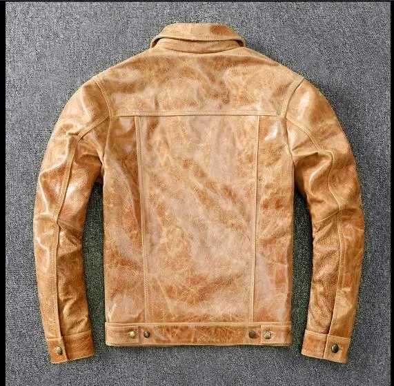 LNY Shop Best.2020 Mens slim fit leather jacket vegetable tanned batik head leather jacket classic 507 style leather jacket X250213