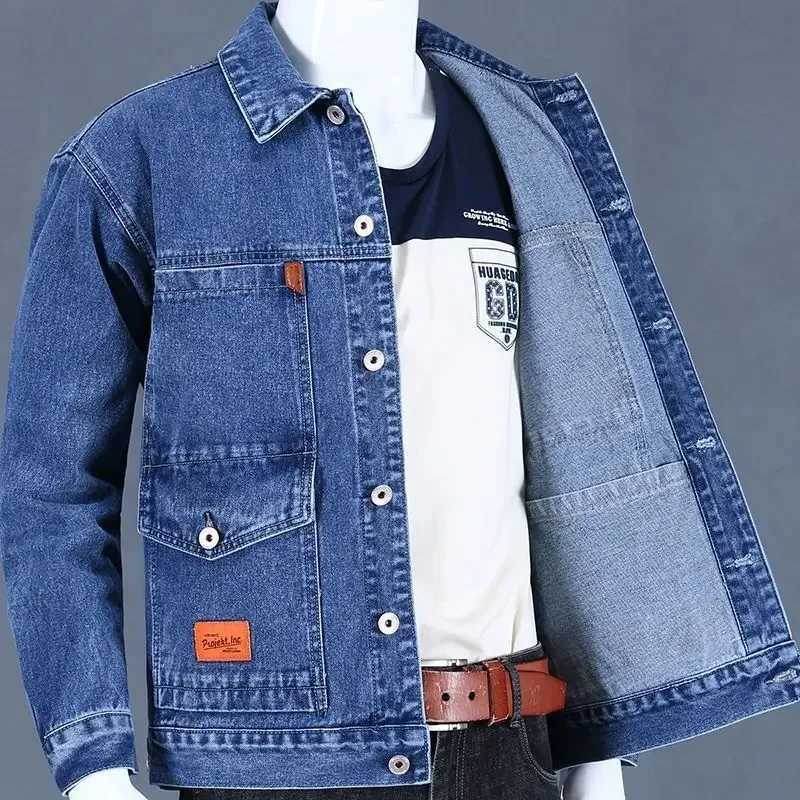 Mens Denim Jacket Padded Wool Elatic Male Jean Coats Blue Warm Padding with Sheep Cheap Price Stylish Fashion Large Size L Y2k X250213