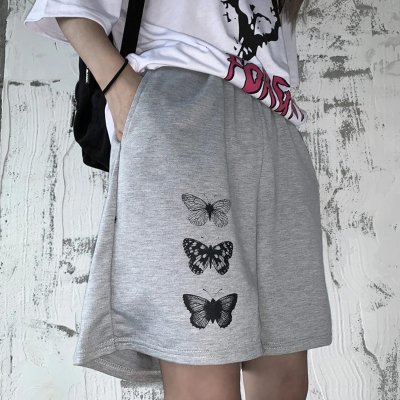 Womens Summer print Shorts Solid Wide-leg Knee-length Harajuku Simple Ins Trendy All-match Students Chic skinny plus size Casual 250210