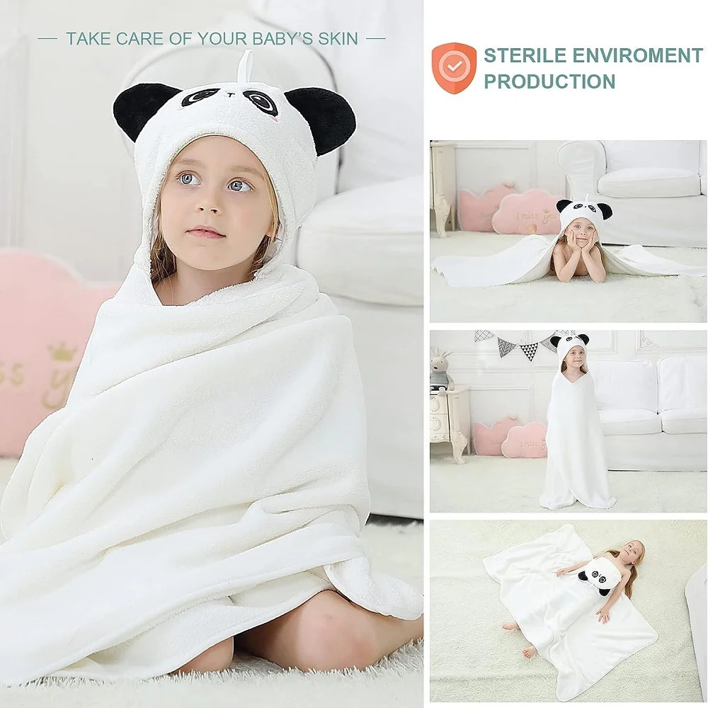 MICHLEY Unisex Cute Hooded Bath Baby Towel Hood born White Bathrobe Shower For Kids Boy Girls Animal Face Infant Blanket 0-9T 250226