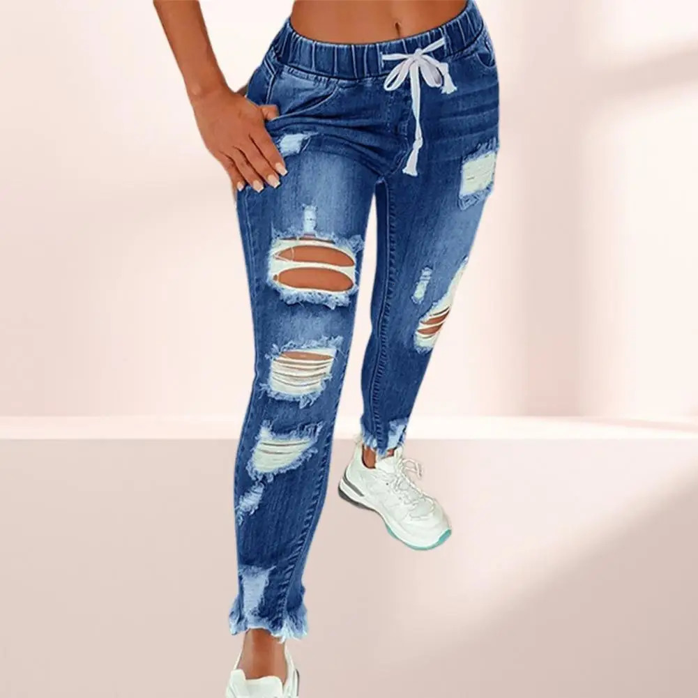 Denim Pants Summer Pure Color All Match Jeans Slim Female Pencil for Dating 250121