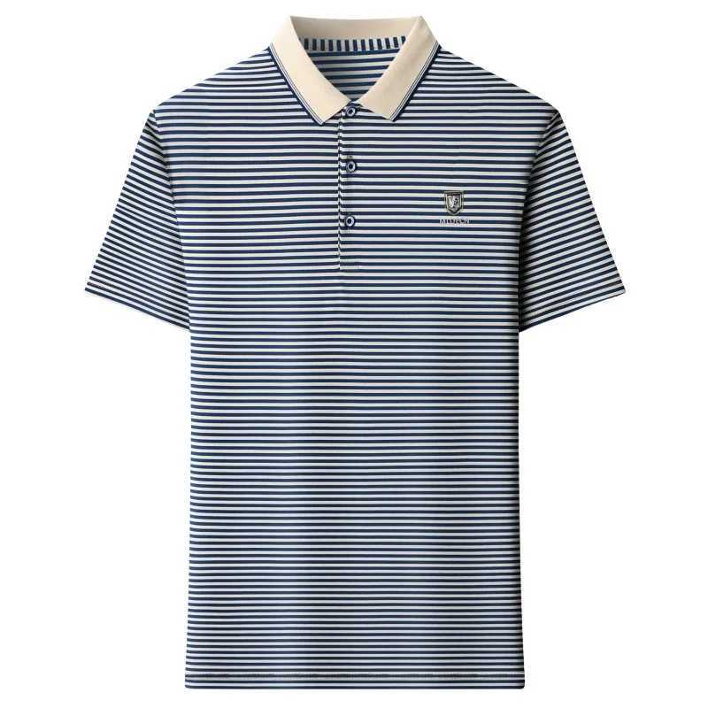 Cotton short sleeved T-shirt for mens summer new lapel striped printed loose dads polo shirt X250213