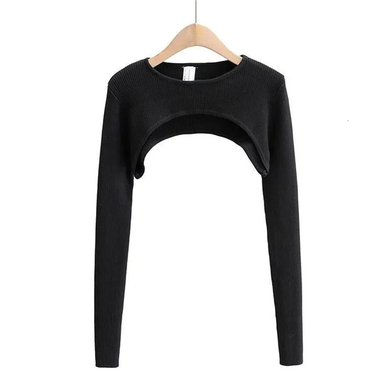 Sexy Elegant SuperShort Long Sleeve Tshirts Womens Cropped Top Ladies Solid Vintage Crop Spring Autumn Tees Female Blouse 250211