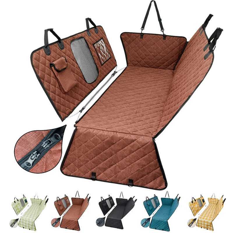 Dog Car Seat Covers Oxford Mesh Pet Carrier Dog Waterproof Rear Back Carrying Car Seat Cover Puppy Cats Hammock Cushion Protector With Zipper Pocket H