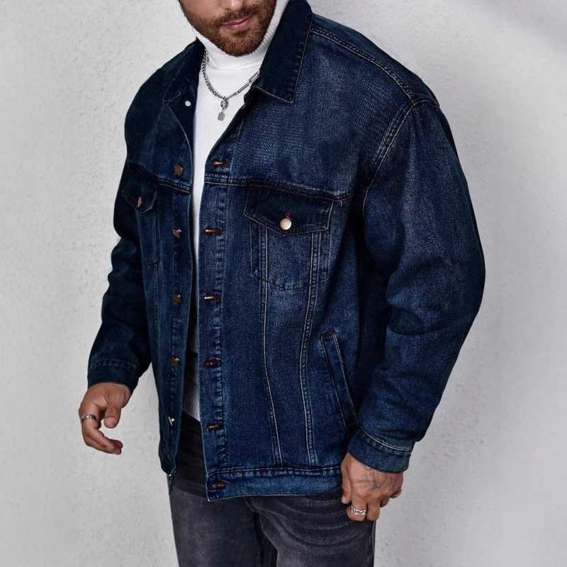Streetwear Fashion Jeans Jackets Mens 2024 Autumn Retro Button Up and Down Collar Denim Jackets Mens Fashion Jackets X250213