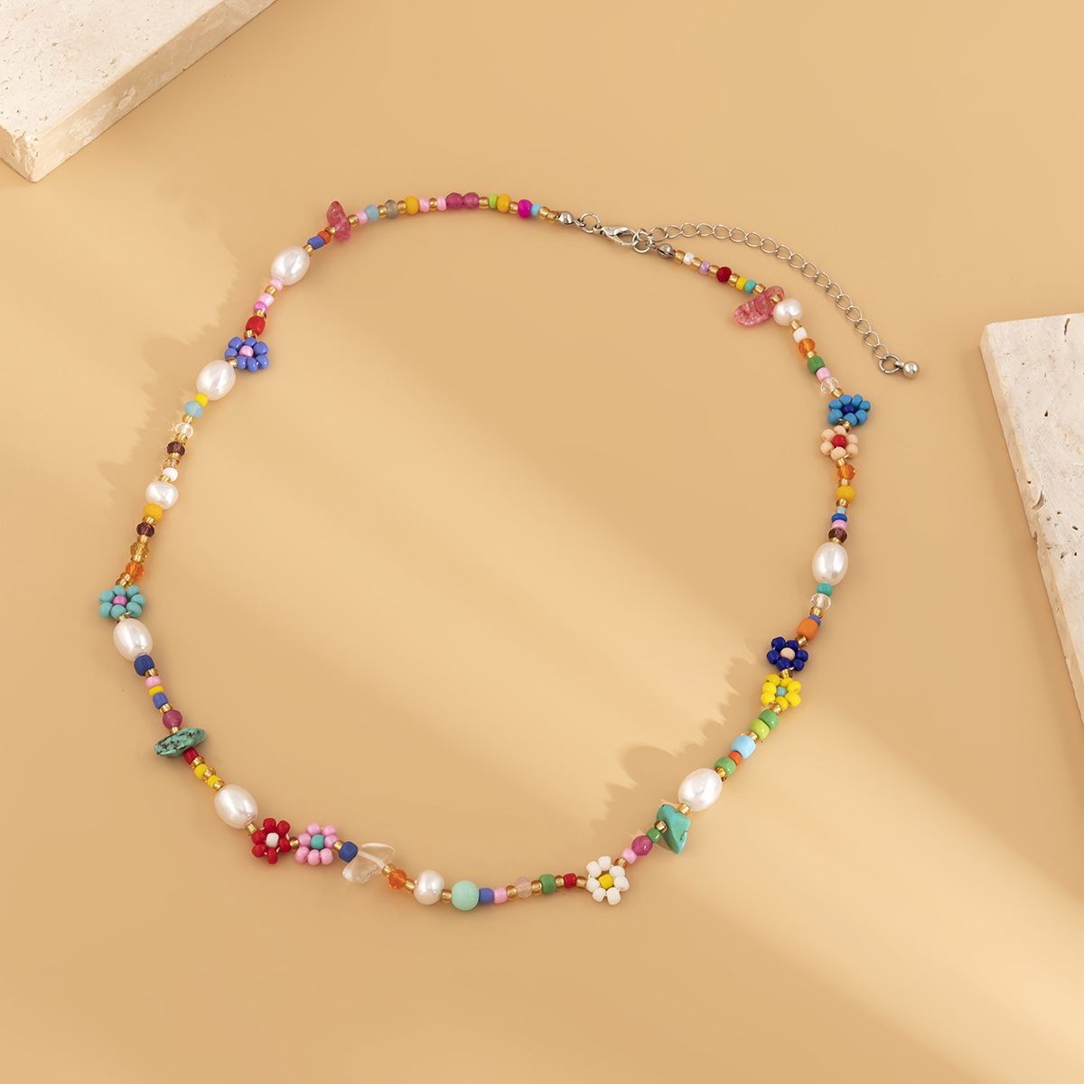 fashion Woman Jewelry mix and match, turquoise imitation pearl collarbone chain, niche design, daisy necklace for women