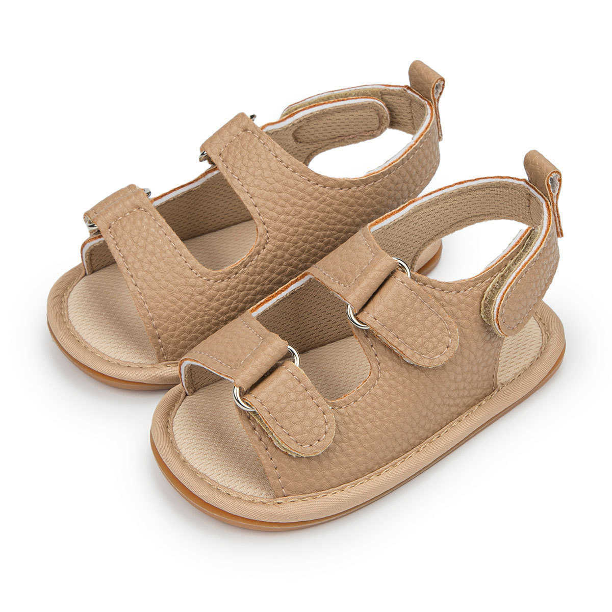 Sandals Summer new style 0-1 year old baby sandals with anti slip rubber sole learning to walk exposed toe Velcro sandals baby shoes H250212