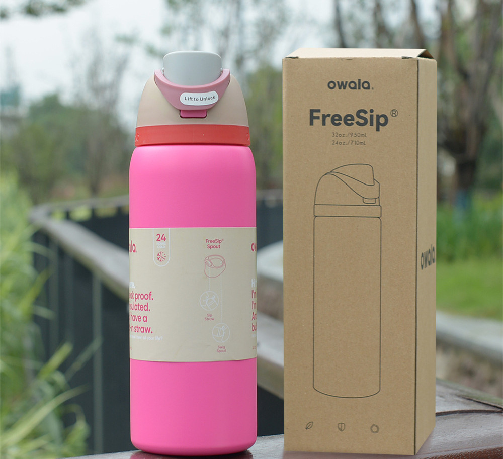 Owala Cat Design Cup Vacuum Flasks Thermoses Water Bottles 32oz Drinkware Thermo Tumbler Stainless Steel Thermal Mug Original Cold Coffee 24oz 0331