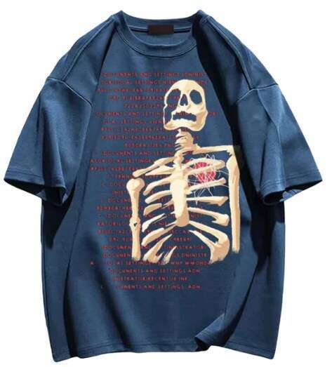 Loose casual versatile personalized street fashion printed skull loose T-shirt