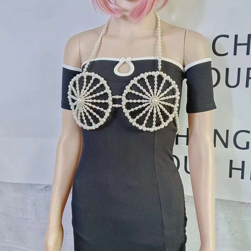 Jewelry Sexy Pearl Sg Hand-Woven Bra Night Club Fashion Birthday Party Body Chain