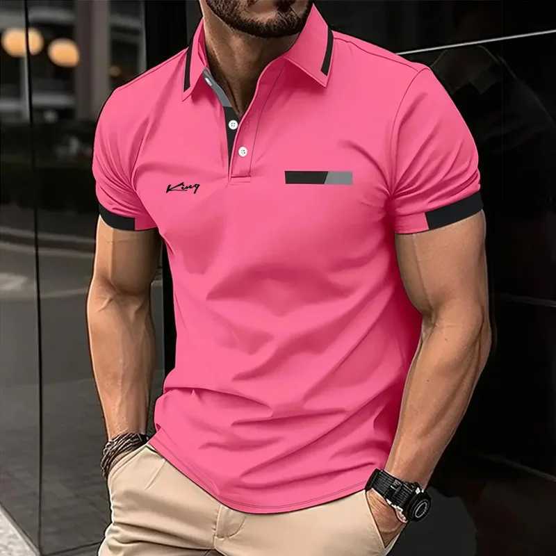 Color Block Mens Striped Short Sleeve Lapel Polo Shirt For Summer Outdoor Mens Clothing X250213