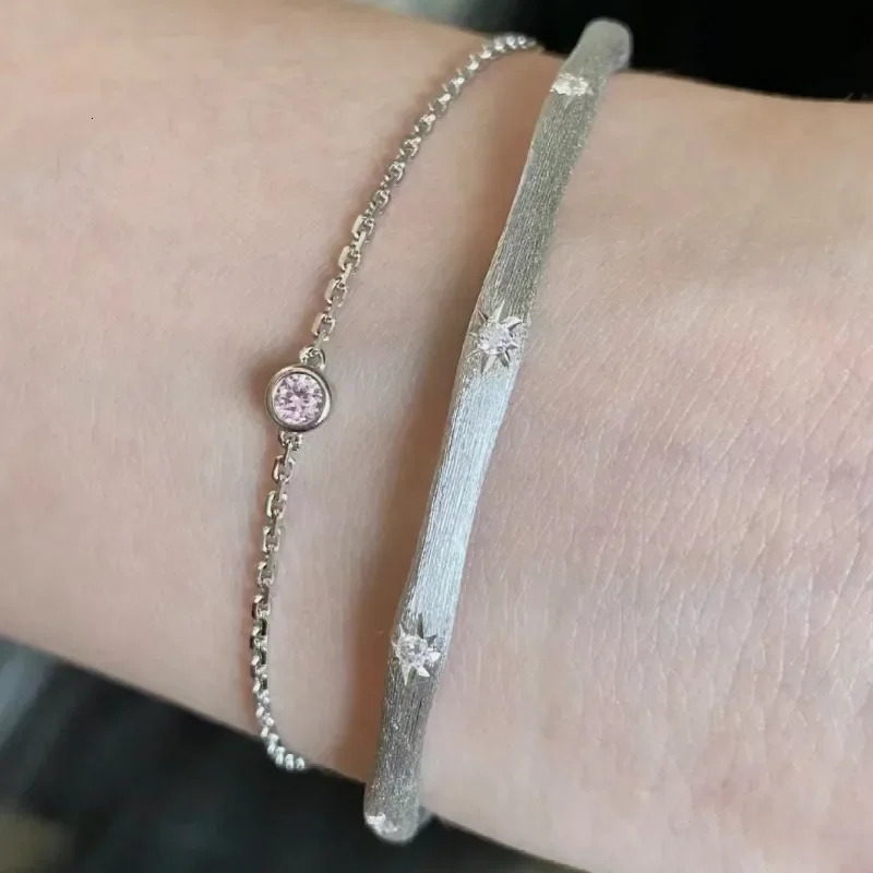 vintage Octagonal star wire drawing shiny bangles silver 925 exquisite light bracelet for women engagement fine jewelry adjustable opening 250208