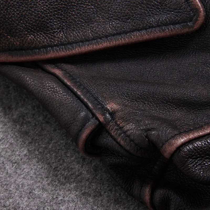 Retro reddish brown mens casual style leather jacket 5XL leather coat autumn leather jacket X250213