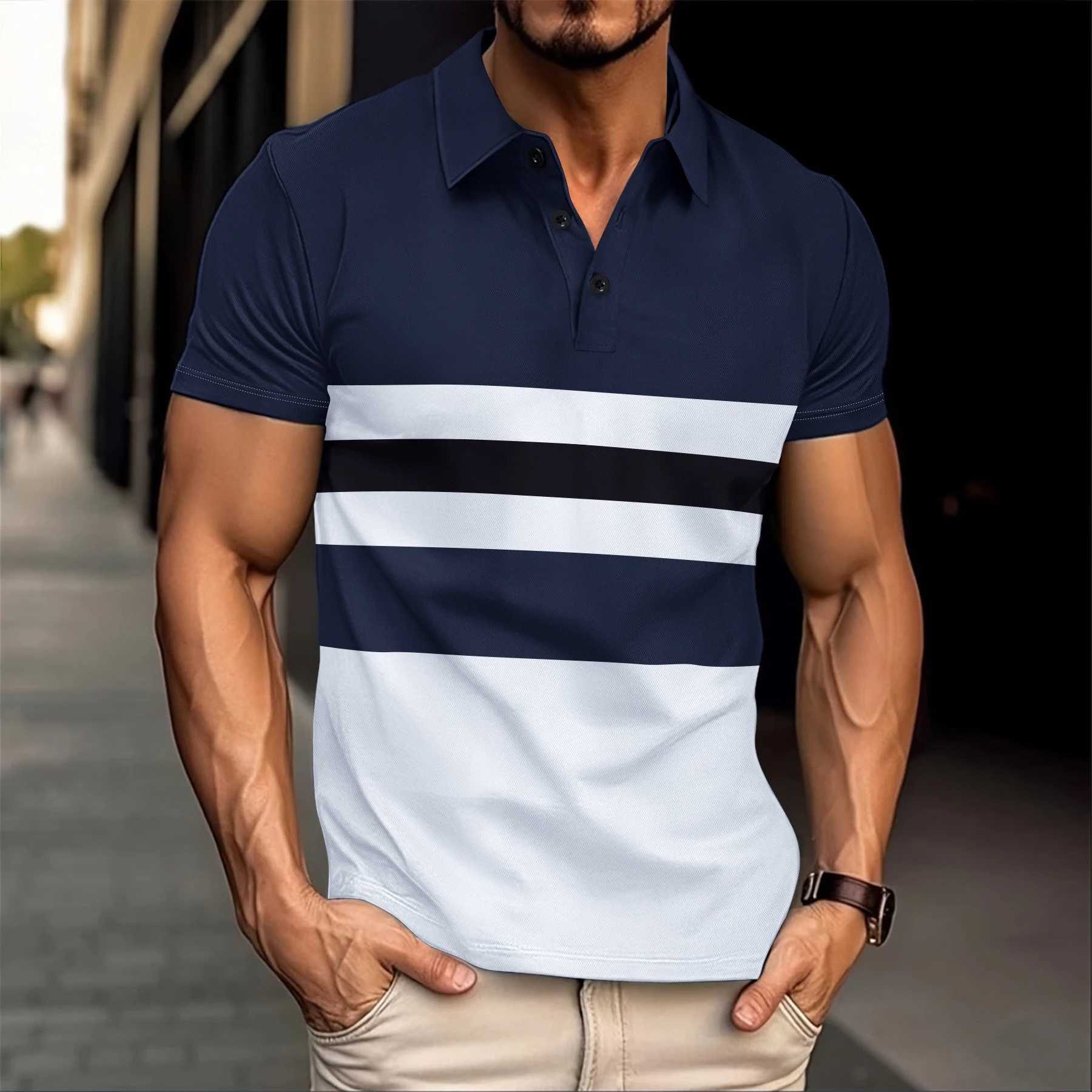 Mens Casual Business Fashion Sports Breathable Lapel Polo Shirt Summer Business Casual outing Mens Short Sleeve X250213